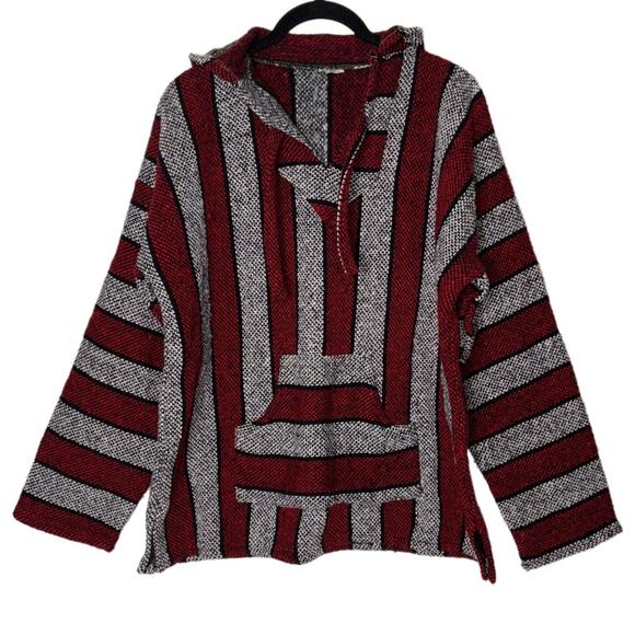 Mexican Baja Hoodie Sweater red and gray unisex - Picture 3 of 16